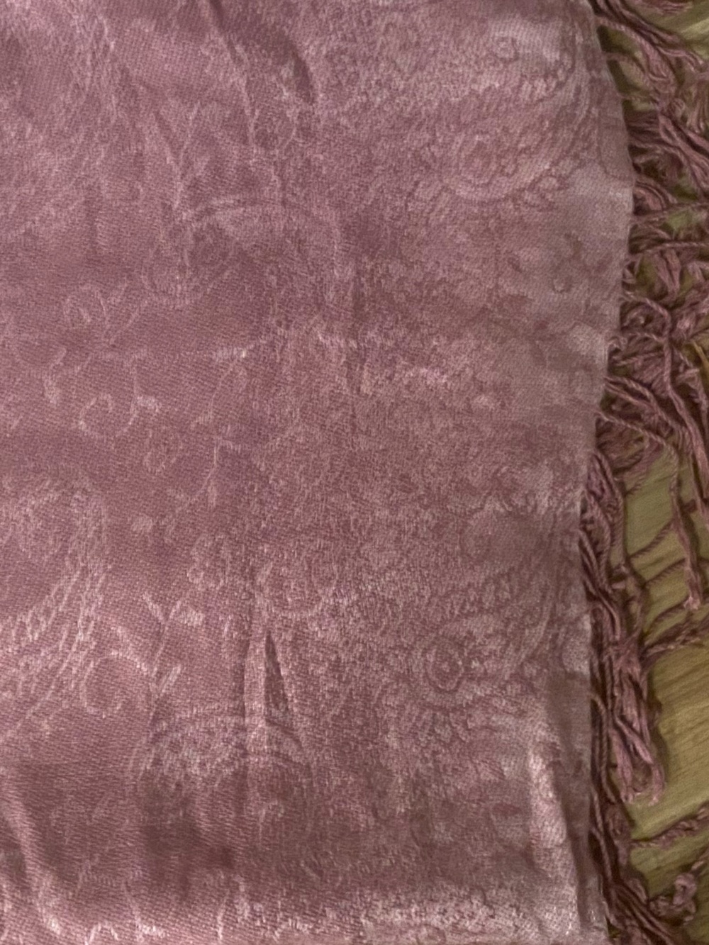 Women's Pink Pashmina Style Paisley Fringe Scarf